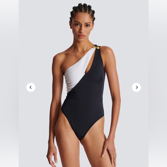BALMAIN***Sequined Assymetrical One-Piece Swimsuit***US 4 $640 - Picture 8 of 10